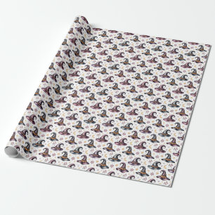 Create Your Own Purple Black Witch Hats Celestial Wrapping Paper