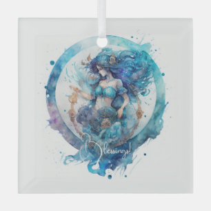 Create Your Own Purple & Blue Aquarius Zodiac Glass Ornament