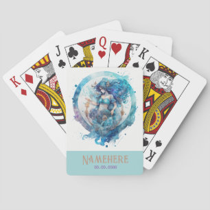 Create Your Own Purple & Blue Aquarius Zodiac Playing Cards