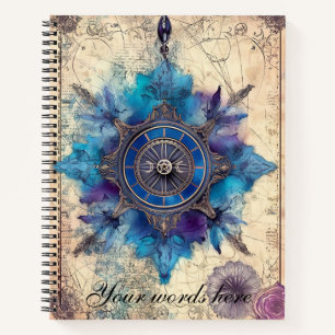 Create Your Own Purple Blue Compass Rose Parchment Notebook