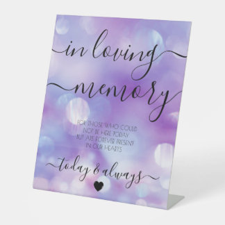 Create Your Own Purple Bokeh Calligraphy Memorial Pedestal Sign