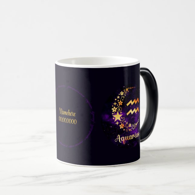 Create Your Own Purple Celestial Aquarius Zodiac Magic Mug (Front Right)