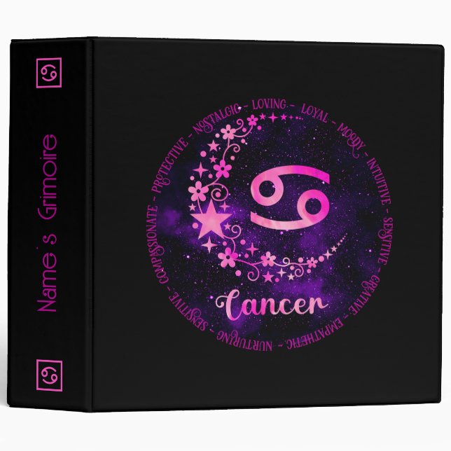 Create Your Own Purple Celestial Cancer Zodiac Binder (Front/Spine)