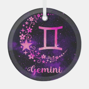 Create Your Own Purple Celestial Gemini Zodiac Glass Ornament