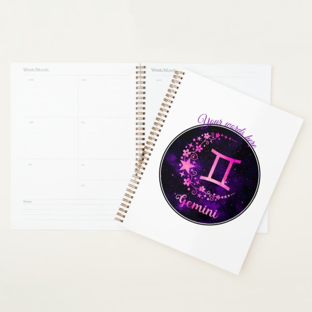 Create Your Own Purple Celestial Gemini Zodiac Planner (Display)