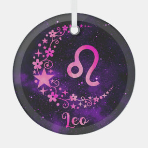 Create Your Own Purple Celestial Leo Zodiac Glass Ornament