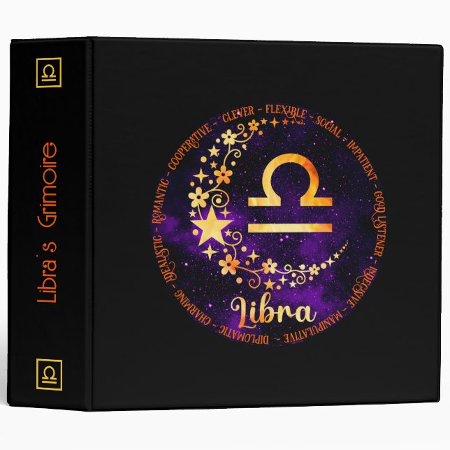 Create Your Own Purple Celestial Libra Zodiac Binder (Front/Spine)