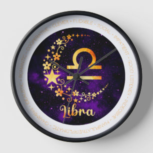 Create Your Own Purple Celestial Libra Zodiac Clock