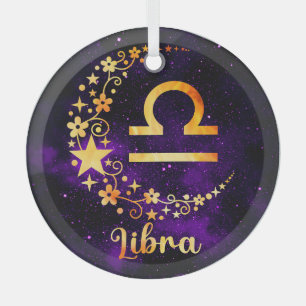 Create Your Own Purple Celestial Libra Zodiac Glass Ornament