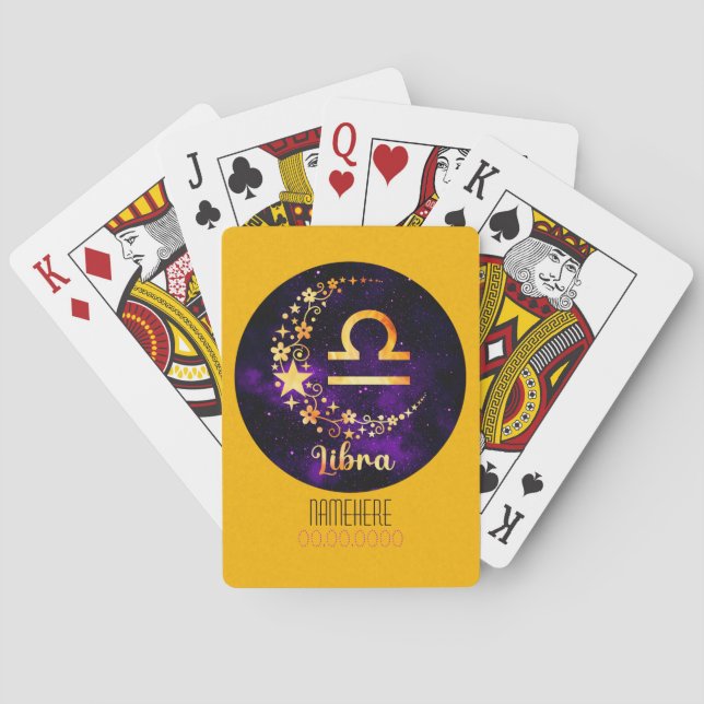 Create Your Own Purple Celestial Libra Zodiac Playing Cards (Back)