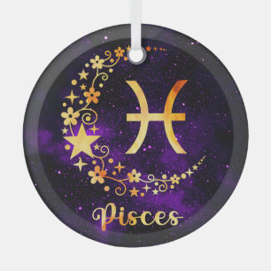 Create Your Own Purple Celestial Pisces Zodiac Glass Ornament