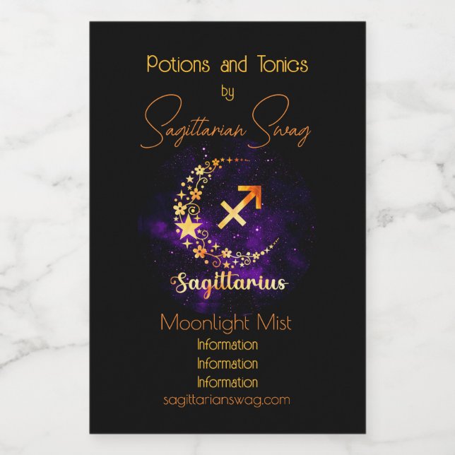 Create Your Own Purple Celestial Sagittarius Wine Label (Single Label)
