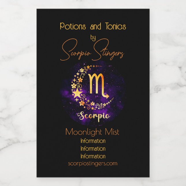 Create Your Own Purple Celestial Scorpio Zodiac Wine Label (Single Label)