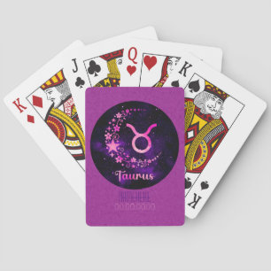 Create Your Own Purple Celestial Taurus Zodiac Playing Cards
