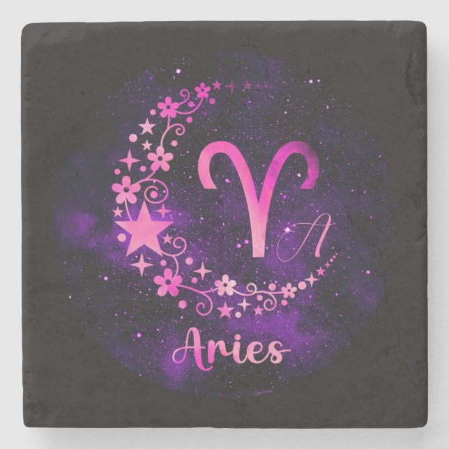 Create Your Own Purple Celestial Virgo Stone Coaster (Front)