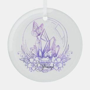 Create Your Own Purple Crystal Ball & Flowers Glass Ornament