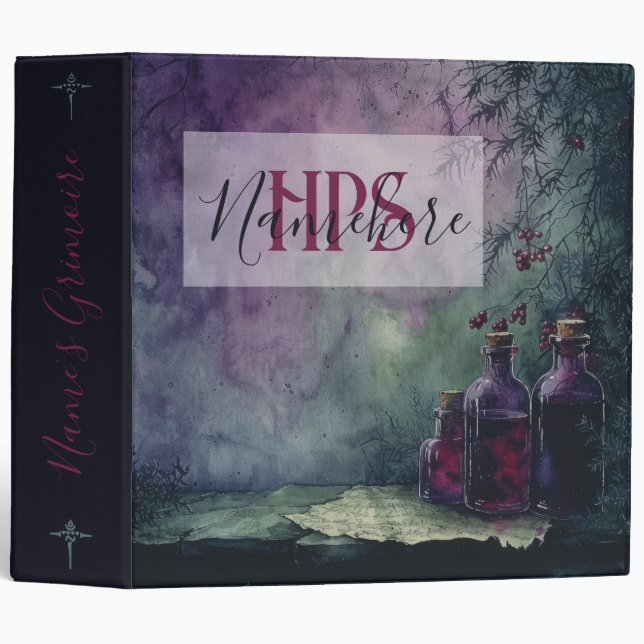 Create Your Own Purple Elixir Bottles Apothecary Binder (Front/Spine)