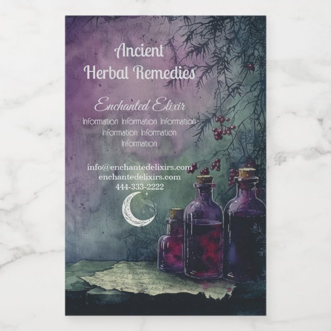 Create Your Own Purple Elixir Bottles Apothecary Wine Label (Single Label)