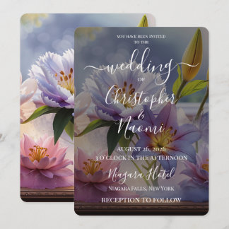 Create Your Own Purple Garden Flowers Wedding Invitation