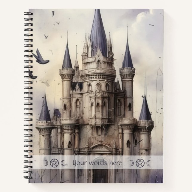 Create Your Own Purple Gothic Castle Ravens Notebook (Front)