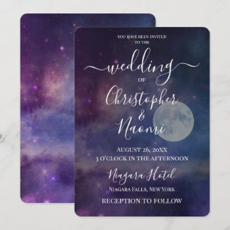 Create Your Own Purple Night Sky Full Moon Invitation