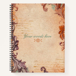 Create Your Own Purple Orange Scrollwork Parchment Notebook
