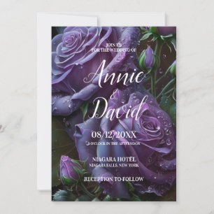 Create Your Own Purple Roses Wedding Invitation