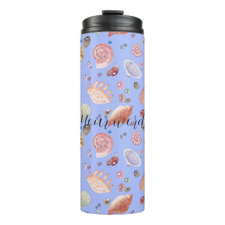 Create Your Own Purple Sea Shells Thermal Tumbler