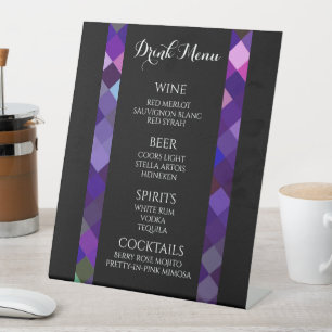Create Your Own - Purple Squares Border Drink Menu Pedestal Sign