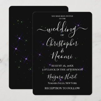 Create Your Own Purple Stars Wedding Invitation
