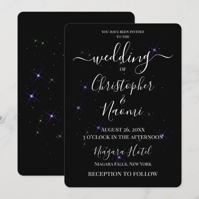 Create Your Own Purple Stars Wedding Invitation (Front/Back)