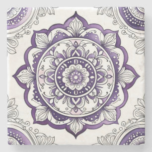 Create Your Own Purple Talavera Mandala Stone Coaster