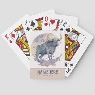 Create Your Own Purple Watercolor Taurus Zodiac Playing Cards
