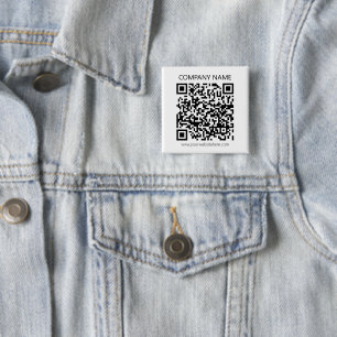 Create Your own QR Code   Black and White 2 Inch Square Button