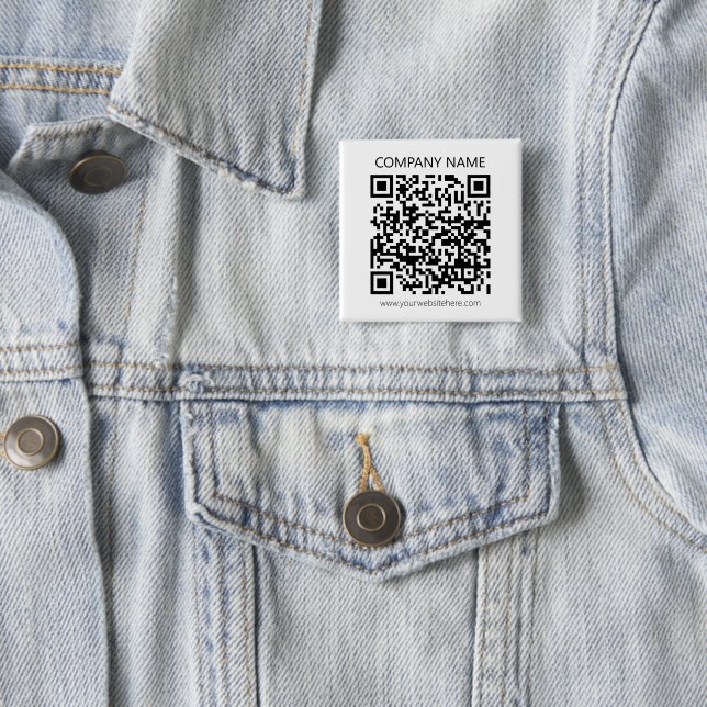 Create Your own QR Code | Black and White 2 Inch Square Button (In Situ)