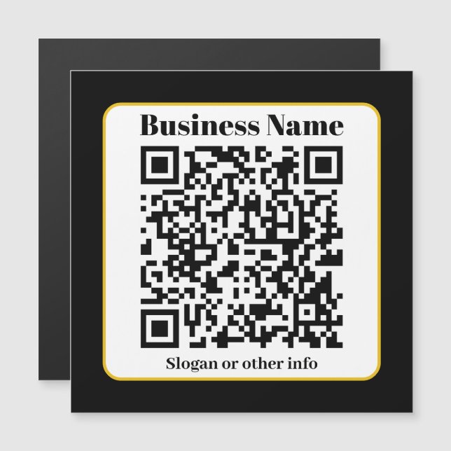 Create Your Own QR Code | Black White Gold Border (Front/Back)