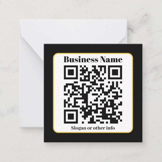 Create Your Own QR Code | Black White Gold Border Card (Front)