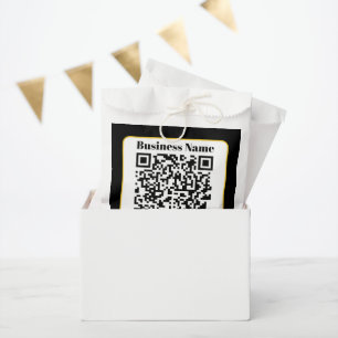 Create Your Own QR Code   Black White Gold Border Favour Bag