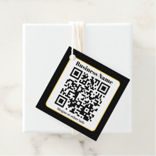 Create Your Own QR Code   Black White Gold Border Favour Tags