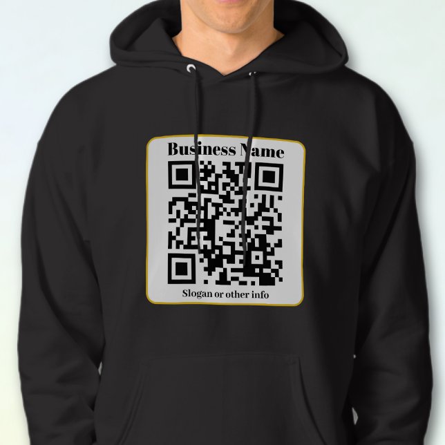 Create Your Own QR Code | Black White Gold Border Hoodie (Creator Uploaded)