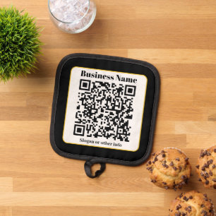Create Your Own QR Code   Black White Gold Border Pot Holder