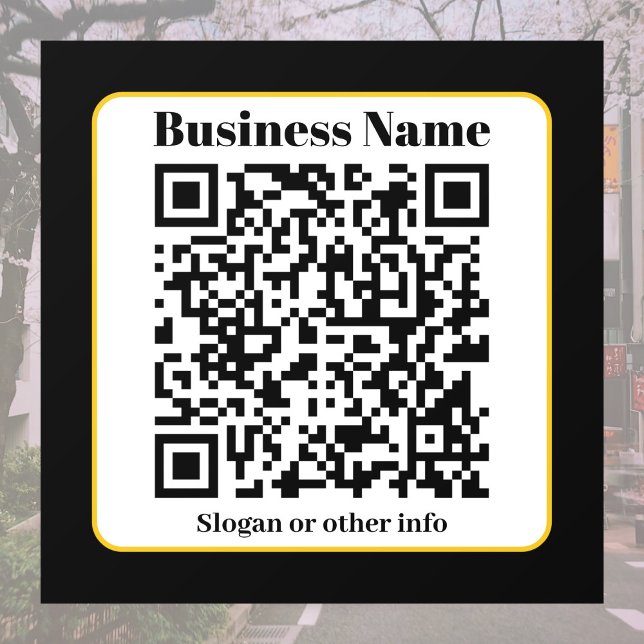Create Your Own QR Code | Black White Gold Border Window Cling (Creator Uploaded)