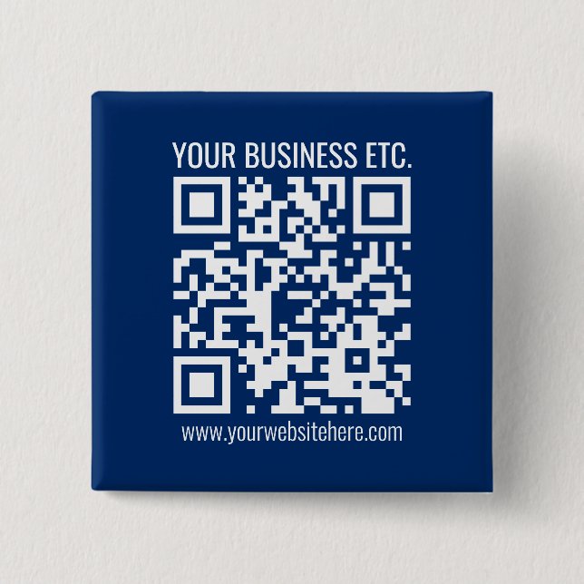 Create Your Own QR Code | Blue 2 Inch Square Button (Front)