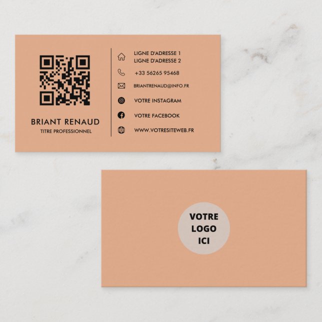 Create your own QR-code business card (Front/Back)