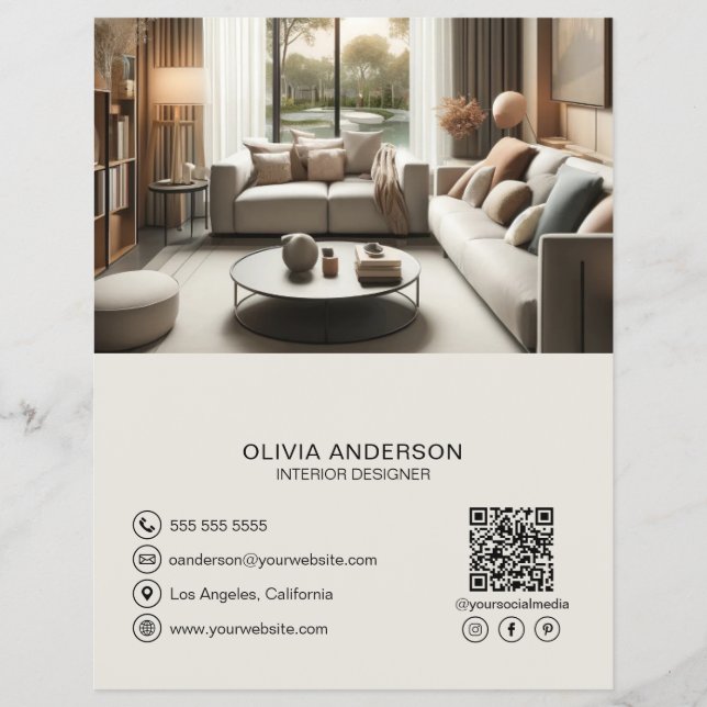 Create Your Own QR Code Social Media Business Flyer (Front)