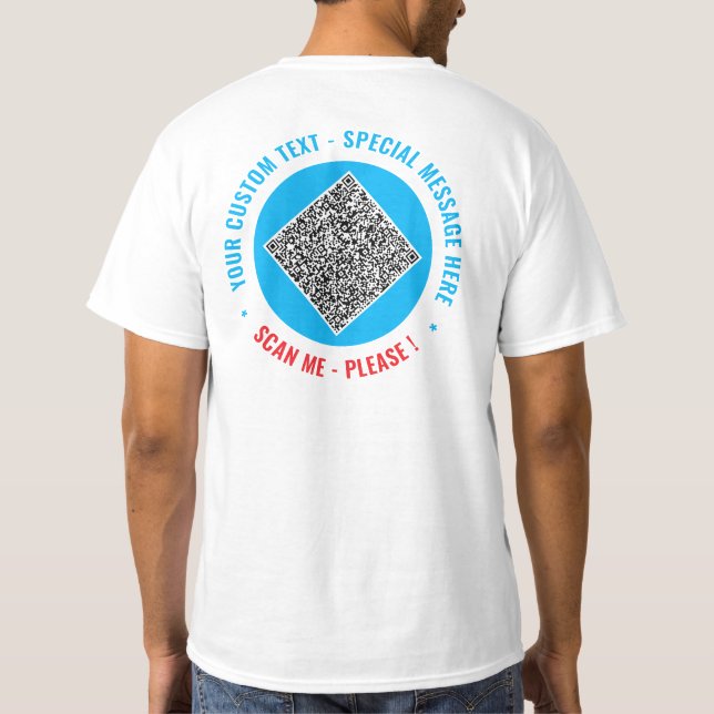 Create Your Own QR Code T-Shirt Example with Text (Back)