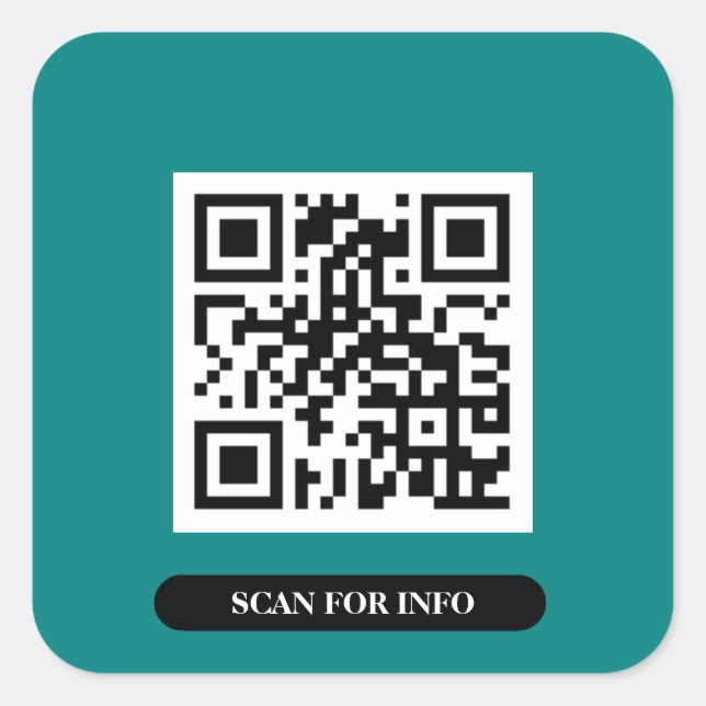 Create your own QR Code Teal Colourful Chic Trendy Square Sticker (Front)