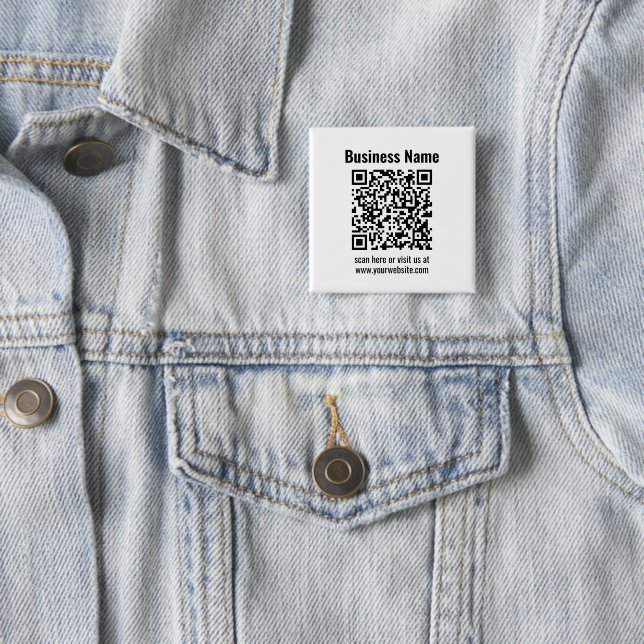 Create Your Own QR Code | Transperant 2 Inch Square Button (In Situ)