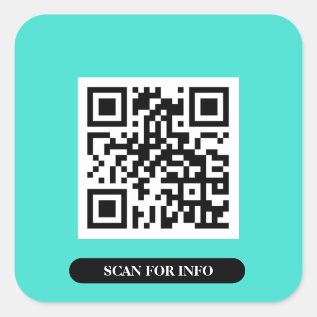Create your own QR Code Turquoise Colourful Trendy Square Sticker (Front)