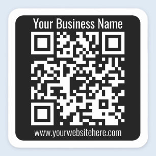 Create Your Own QR Code w/Border Black & White Square Sticker